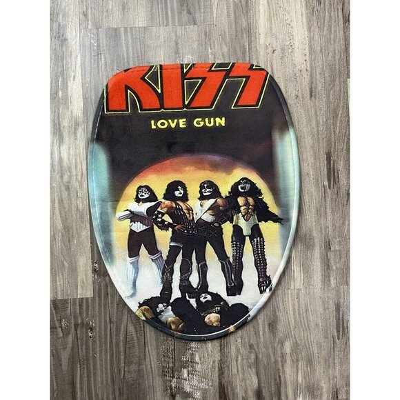 New KISS "Love Gun" Themed Bathroom Set Toilet Cover & Rug RARE Decor Rock Music - Picture 4 of 6